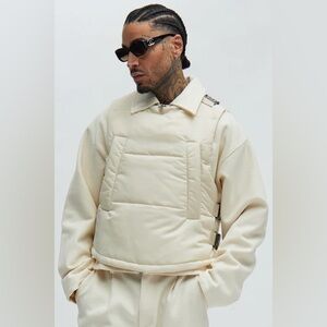 Roller Coaster Puffer Vest" in Off White from the brand Fashion Nova.